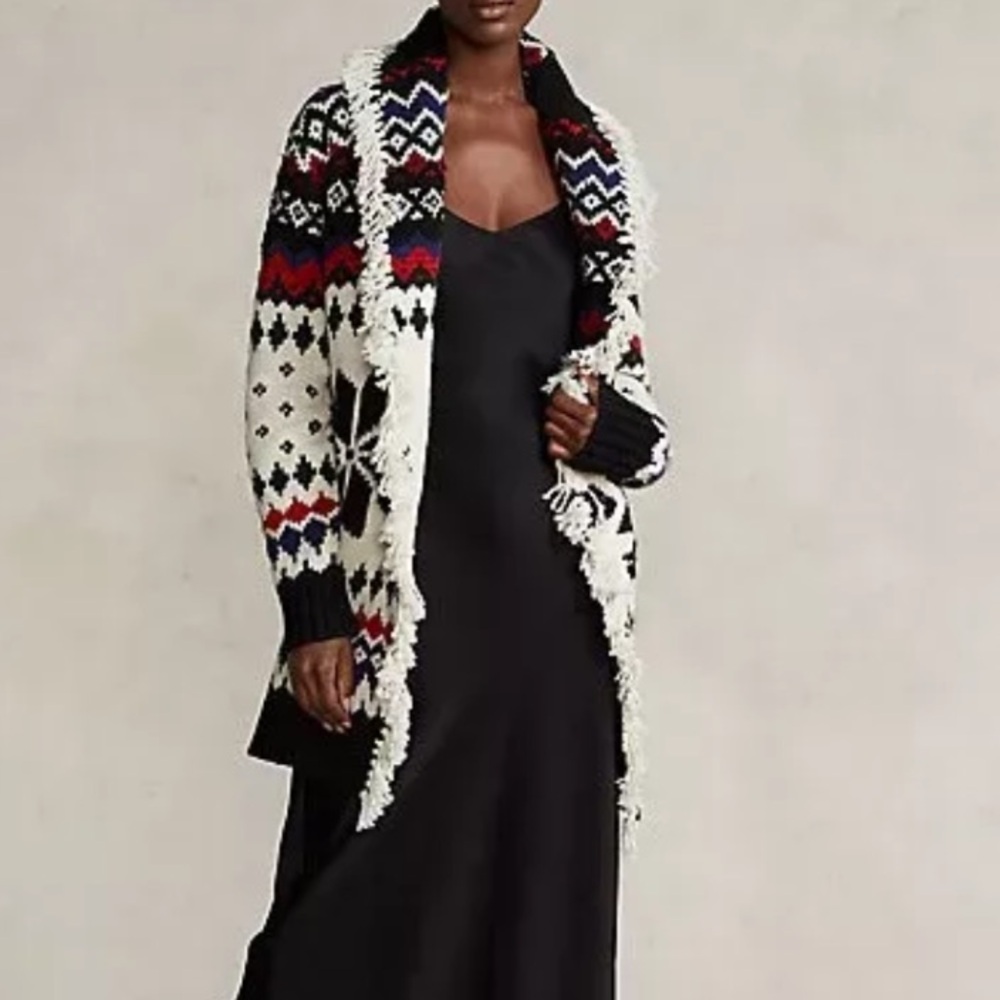 Polo by Ralph Lauren Black and Cream Fair Isle Cardigan - Picture 4 of 16